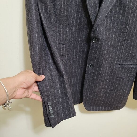 Paul Stuart Men's Dark Grey Striped Wool Blazer Size 41 XL - Picture 2 of 13